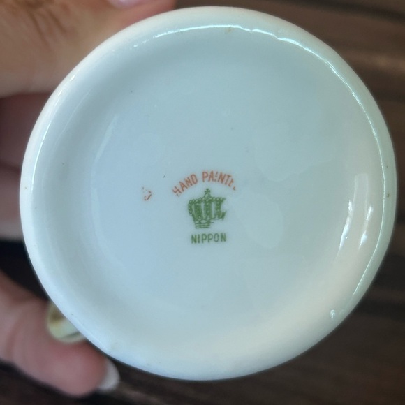 Vintage Hand Painted Nippon Sugar Bowl with Lid and Creamer Pitcher - Picture 11 of 11